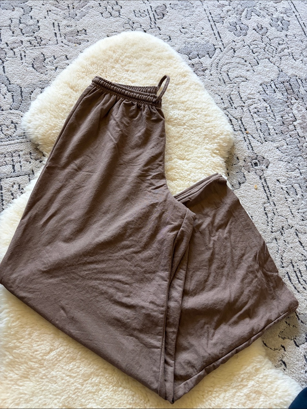 Casual Elastic-Waist women’s Linen like wide leg Pants in taupe